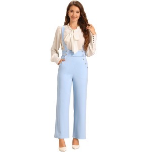 INSPIRE CHIC Women's Casual Office Adjustable Straps Wide Leg Jumpsuits - 1 of 4