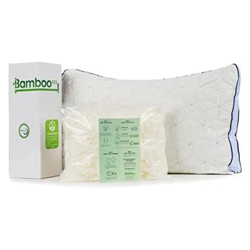 Bamboozzz Bed Pillow - Soft Adjustable Cross Cut Shredded Memory