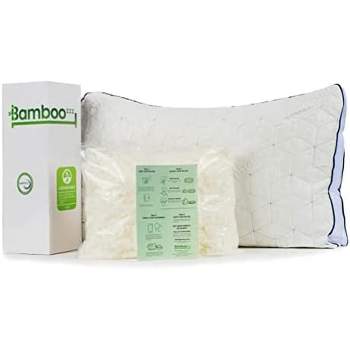 BAMBOOzzz Bed Pillow - Soft Adjustable Cross Cut Shredded Memory Foam Pillow  Cooling Comfort Rayon Blend Bamboo Washable Hypoallergenic Cover