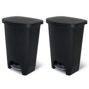 Glad Kitchen Trash Can with Lid and Garbage Bag Rings, 13 Gal, Black, 2 Pack - 1 of 1