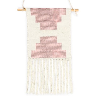 Boho Tapestry Wall Hanging White And Pink Bohemian Art 10 X 20 Inch Target - Black White Pink Wall Tapestry