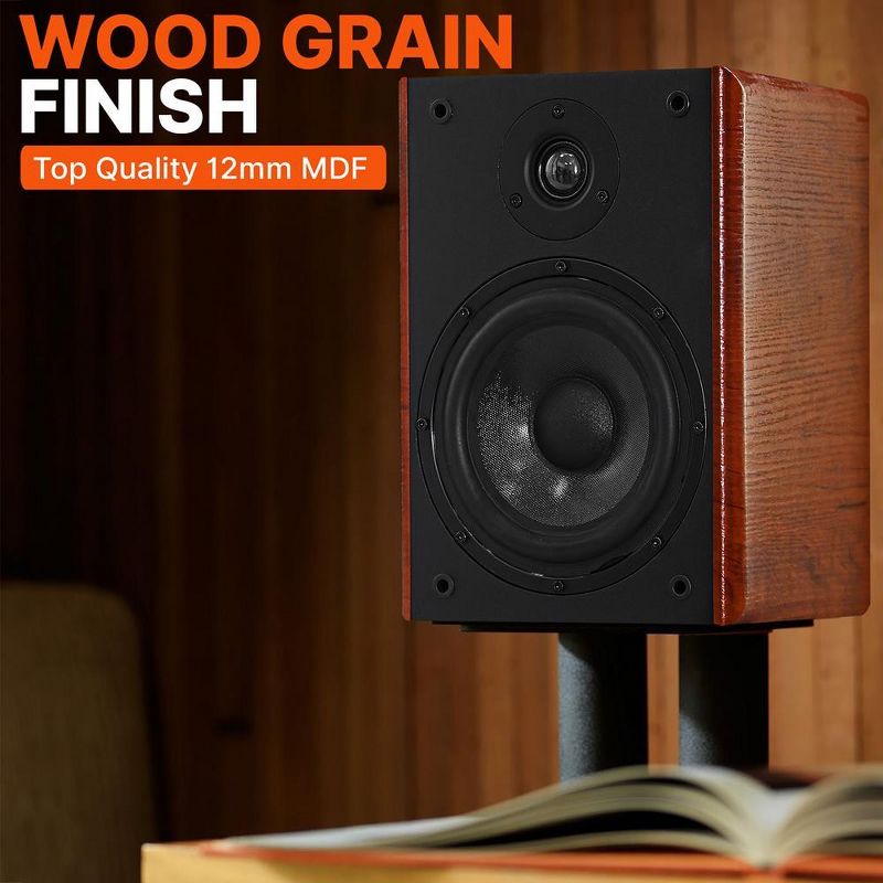 6.5'' Home Theater Wooden Bookshelf Speakers: 1'' Silk Dome Tweeter and Aluminum Voice Coils, Pair (Black), 5 of 8