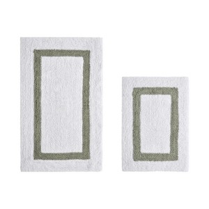 Hotel 2 PC Bath Rug 100% Premium Cotton Tufted Weave Two Tone Reversible Bathroom Rug, Super Soft Absorbent, Machine Washable Bath Mat - 1 of 4