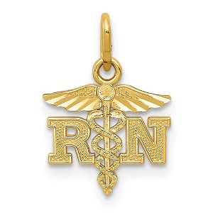 Black Bow Jewelry 14k Yellow Gold Small D/C RN Nurse Charm or Pendant, 11mm (7/16 Inch) - 1 of 4