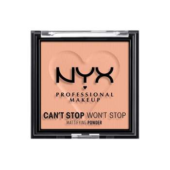 NYX Professional Makeup Can't Stop Won't Stop Mattifying Pressed Powder - 12 Brightening Peach - 0.21oz