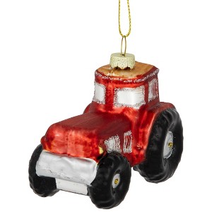 Northlight Tractor Glass Christmas Ornament - 3.5" - Red and Gold - 1 of 4