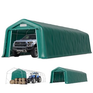 Captiva Designs 11 ft. x 24 ft. x 8.4 ft. Heavy-Duty Portable Garage & Agricultural Shed with Galvanized Frame, Removable Doors and Walls - 1 of 4