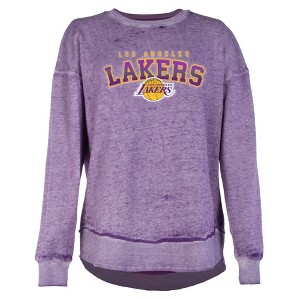 NBA Los Angeles Lakers Women's Ombre Arch Print Burnout Crew Neck Fleece Sweatshirt - 1 of 4