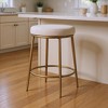 HomeRoots 26" Ivory and Antiqued Brass Fabric and Metal Backless Counter Height Bar Chair - 2 of 4