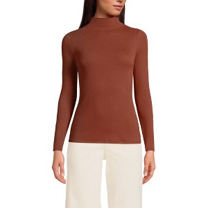 Lands' End Women's Drapey Rib Skimming Long Sleeve Mock Neck - 1 of 3