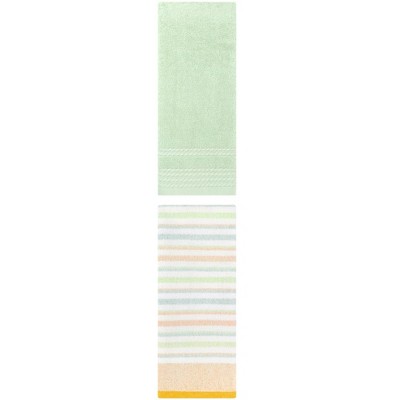REGALWOVEN Striped Pattern Quick Drying Hand Towels for Bathroom 14" x 30"/13" x 27" 2 Pcs