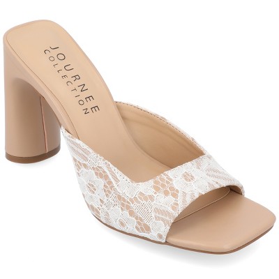 Journee Collection Womens Daivia Covered Block Heel Slip On Sandals