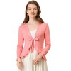 INSPIRE CHIC Women's Tie Front Long Sleeve Crop Ruffle Knit Cardigan Sweaters - 3 of 4