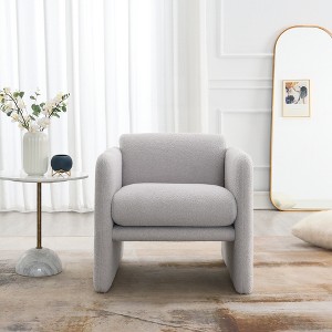Vynxaria Arm Chair with waved arms, Metal decoration on both side arms, Accent chair for Primary Living Space,Living room,Bedroom - 1 of 4