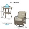 3-Piece Outdoor Patio Set with 2 Swivel Chairs, Tempered Glass Tabletop, Rattan Outdoor Furniture with Cushions for Patio Porch Backyard - 2 of 4
