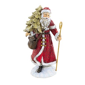 Roman 9.0 Inch Santa With Gold Tree Woodland Delivery Gifts Santa Sculptures - 1 of 3