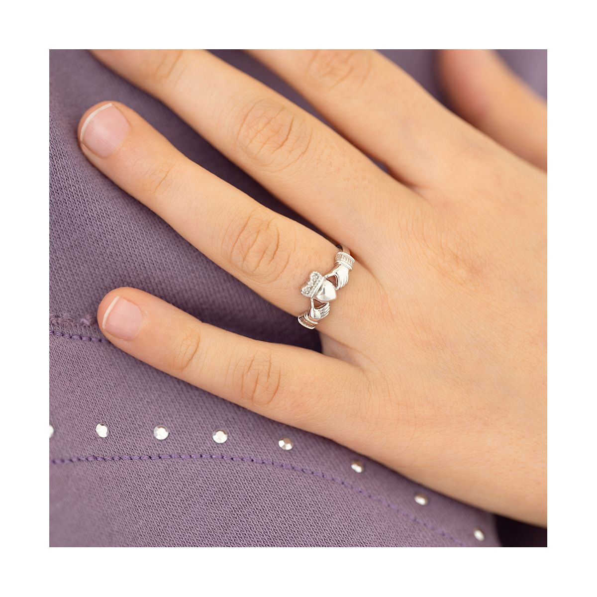 Girl's Irsih Claddagh Sterling Silver Ring - In Season Jewelry - thumbnail 3