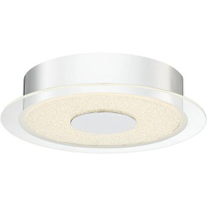 Possini Euro Design Modern Ceiling Light Flush Mount Fixture 11" Wide Chrome LED Round Crystal Sand Clear Acrylic Ring for Bedroom Kitchen Living Room - 1 of 4