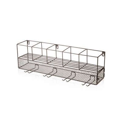 True Wall Mounted Wire Wine Rack with Cork Cage, Stemware Holder, Holds 5 Bottles & 4 Wine Glasses