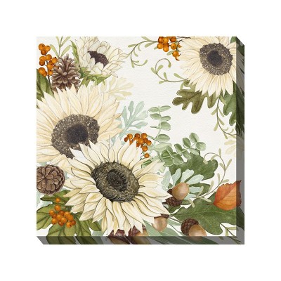 Cottage Garden West of The Wind FALL'S Finale White, Black, Brown 24 x 24 Inch Waterproof Gallery Wrapped Canvas, Outdoor Garden, Yard, Patio All