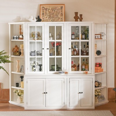 Sapphtopaz Bookcase with Storage, Farmhouse Display Cabinets with Storage, Bookshelf for Livingroom, Office