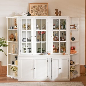 Sapphtopaz Bookcase with Storage, Farmhouse Display Cabinets with Storage, Bookshelf for Livingroom, Office - 1 of 4