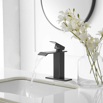 Oil Rubbed Bronze Modern Waterfall Single Hole Bathroom Faucet