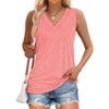 Women Summer Sleeveless Tees Shirts V Neck Tank Tops Casual Loose Fit Blouses Basic Top - 2 of 4