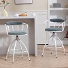 HDZNVF Set of 2 Swivel Counter Height Bar Stool, Fabric Seat with Water Transfer Printed Metal Frame, Blue and Green - 4 of 4