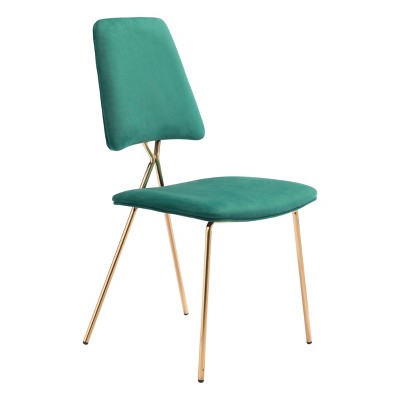 Set of 2 Cecilia Dining Chairs Green/Gold - ZM Home