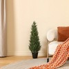 Faux 3-5FT Cypress Topiary Trees for Outdoors, Fake Cedar Plants for Home Decor Office Living Room Porch Patio Perfect Housewarming Gift - 2 of 4