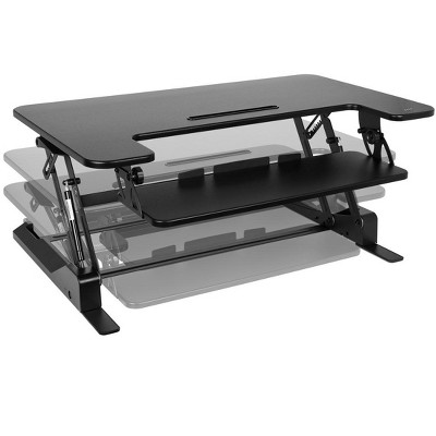 Black 36-Inch Height Adjustable Sit-Stand Desk Converter with Keyboard Tray