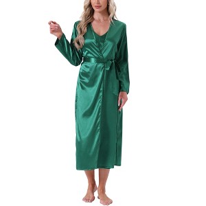 INSPIRE CHIC Women's 2 Pcs Satin Silky V-neck Camisole Comfortable Bridesmaid Robes - 1 of 4
