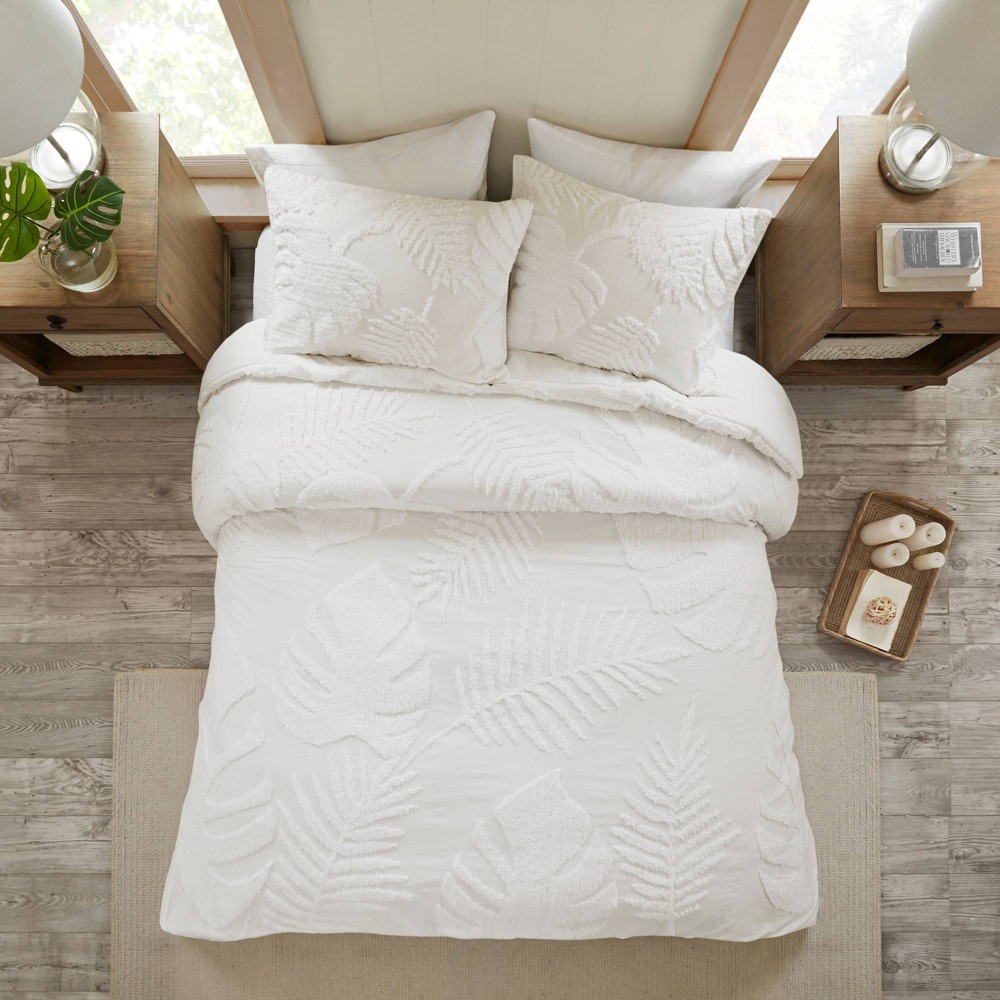Photos - Bed Linen Ceiba King/California King 3pc Tufted Cotton Chenille Duvet Cover Set Whit