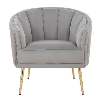 Tania Silver and Gold Velvet Barrel Accent Chair