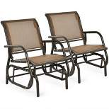 Costway 2PCS Patio Swing Glider Chair Single Rocking Chair Yard Outdoor Brown