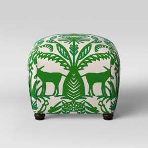 Poppy Ottoman Green/Cream Animal Print - Opalhouse , Green & Ivory Animal Print