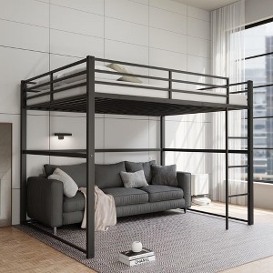 Kumasinova Metal Loft Bed Twin/Full Size,Loft Bed Frame with Guard Rails,Flat Ladder,Twin Loft Bed Frame for Dormitory,Bedroom,No Box Spring Needed - 1 of 4