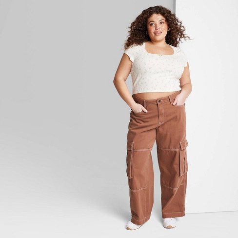 Women's High-rise Cargo Utility Pants - Wild Fable™ Off-white 1x : Target