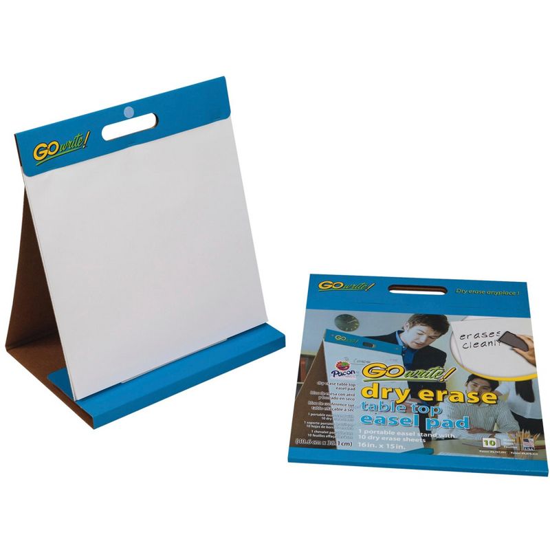 GoWrite Dry Erase Tabletop Non-Adhesive Easel Pad with Carrying Handle, 16 x 15 Inches, White, 10 Sheets, 1 of 2