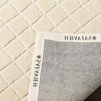 Coral and Beige Hand-Knotted Synthetic Rectangular Area Rug, 3' x 5'