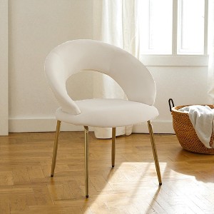 Mshliw Set of 1 Velvet Dining Chair with Curved Backrest, Upholstered Seat, Foam Cushion and Golden Metal Legs, Accent Side Chair for Dining Room - 1 of 4