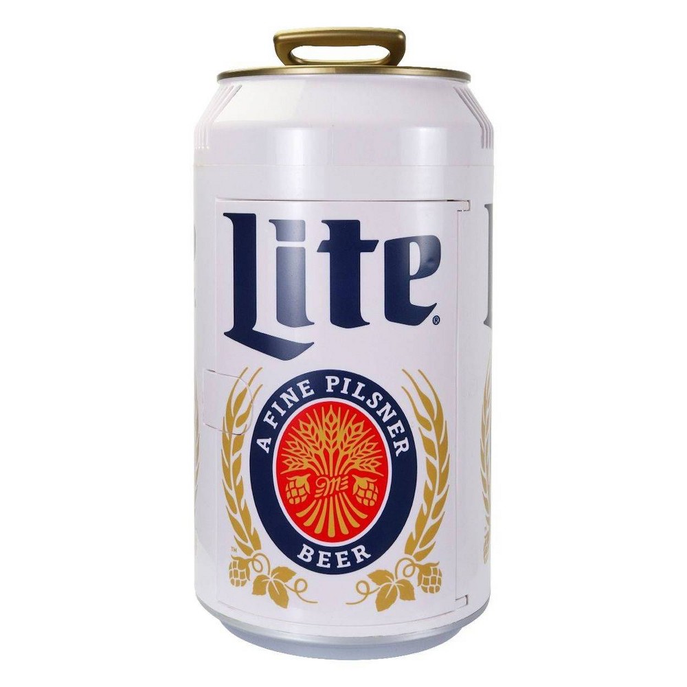 Miller Lite 8 Can Portable Mini Fridge 12V DC 110V AC 5.4L Cooler - White