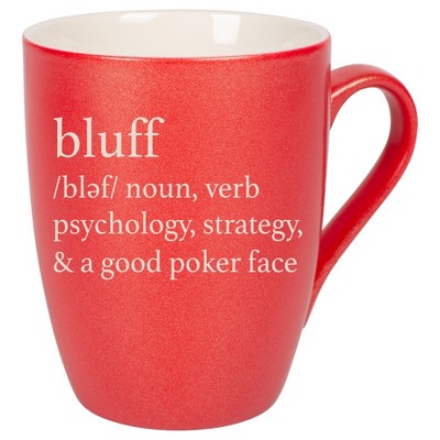 100 North Crimson Red Metallic Finish, 10 Ounce, Comfortably Fits Your Hands, New Bone China Coffee Tea Cup Mug, Bluff noun, verb, psychology,