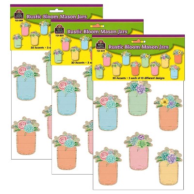 Teacher Created Resources Rustic Bloom Mason Jars Accents 30 Per Pack 3 Packs (TCR8551-3)
