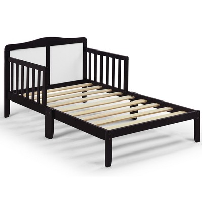 Infurnic Beds, Toddler Single Bed with Safety Guardrails and Headboard, Low To Floor Design for Toddler Children, Black, 70"*36"*27"