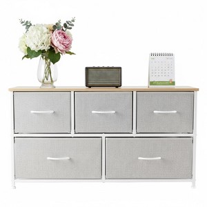 Sapphtopaz Modern Fabric Drawers Dresser with Wooden Top Versatile Drawer Organizer with Sturdy Frame Chest of Drawers for Bedroom, Entryway - 1 of 4