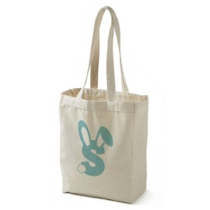 Bunny Monogram Canvas Tote Bags, Blue - 1 of 2