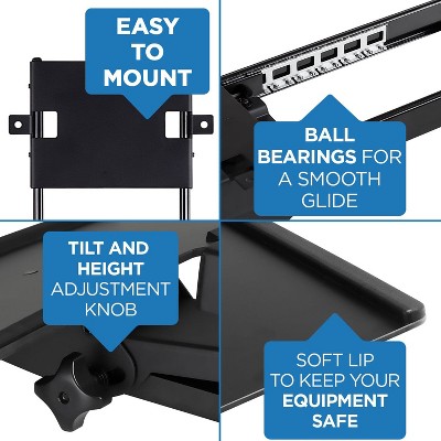 Black Adjustable Under Desk Keyboard and Mouse Tray with Gel Wrist Pad