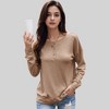 Anna-Kaci Women's Long Sleeve Henley Pullover with Button Detail and Ribbed Cuffs - 4 of 4